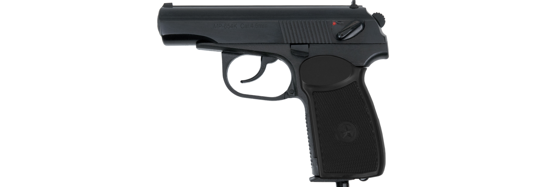 Пистолет МР-654К газобаллонный с обновленной рукояткой (черный).