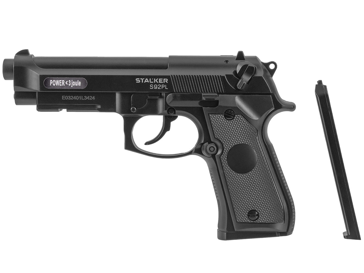 Пистолет пневм Stalker S92PL (Beretta 92) к 4,5 пластик ,черный 12г СО2
